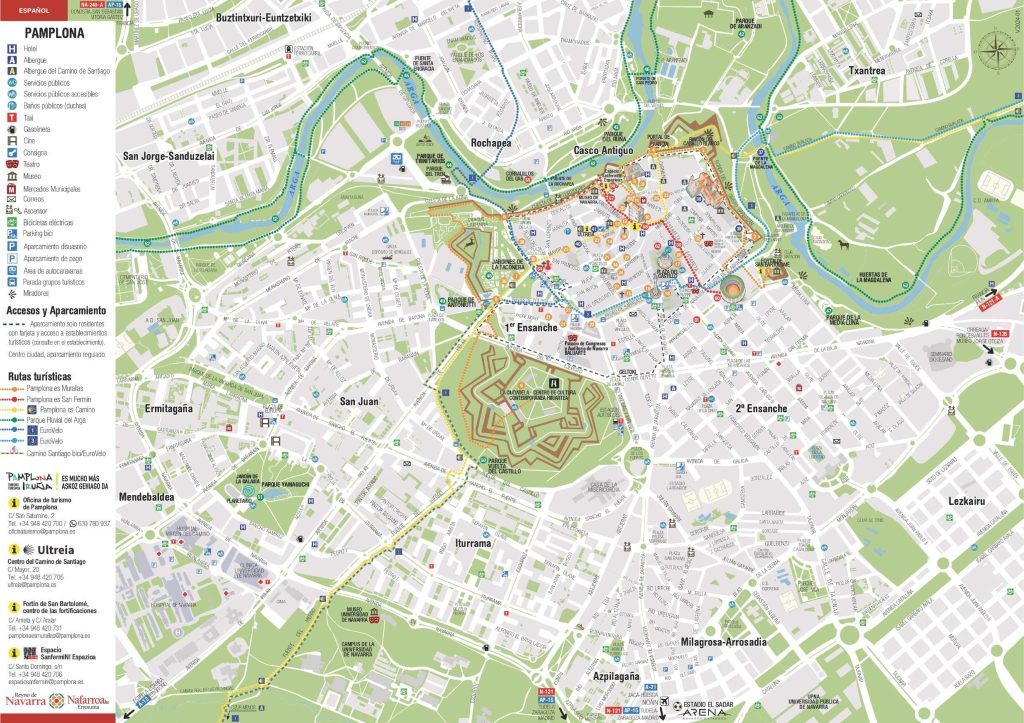Plano turístico de Pamplona.