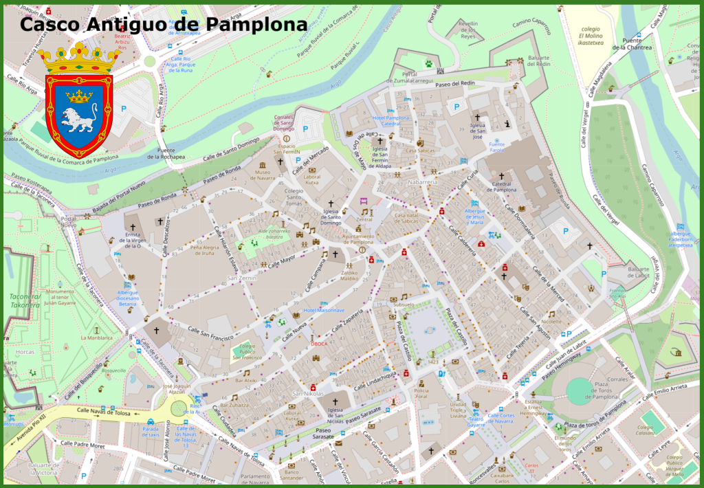 Plano del Casco antiguo de Pamplona.