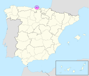 Mapa de ubicación de Santander en España.