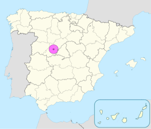 Mapa de ubicación de Ávila en España.