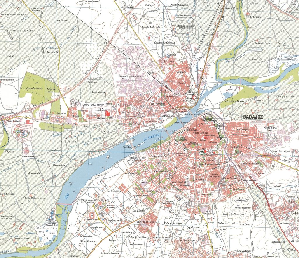 Mapa de la ciudad de Badajoz.