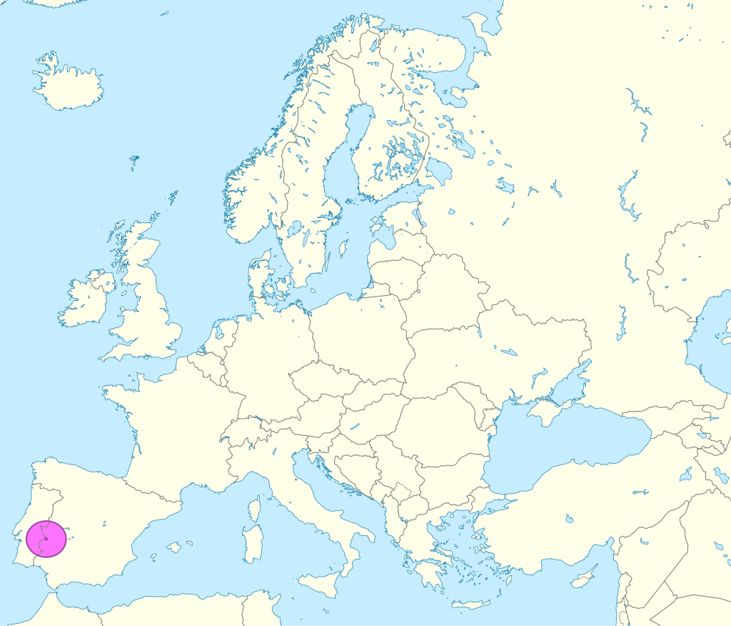 Mapa de ubicación de Badajoz.