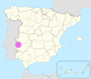 Mapa de ubicación de Badajoz en España.