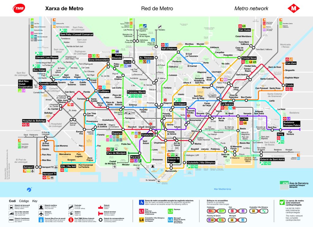 Plano del metro de Barcelona.