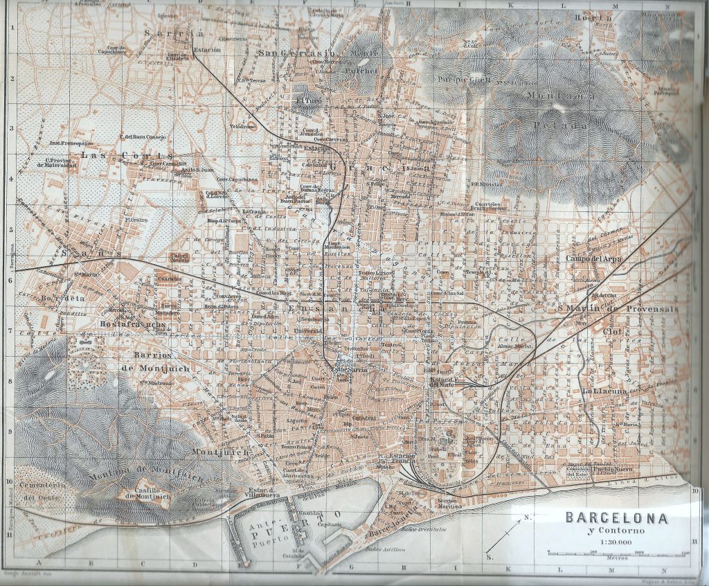 Mapa de Barcelona de 1908.