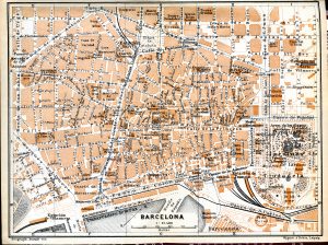 Parte central de Barcelona en 1908.