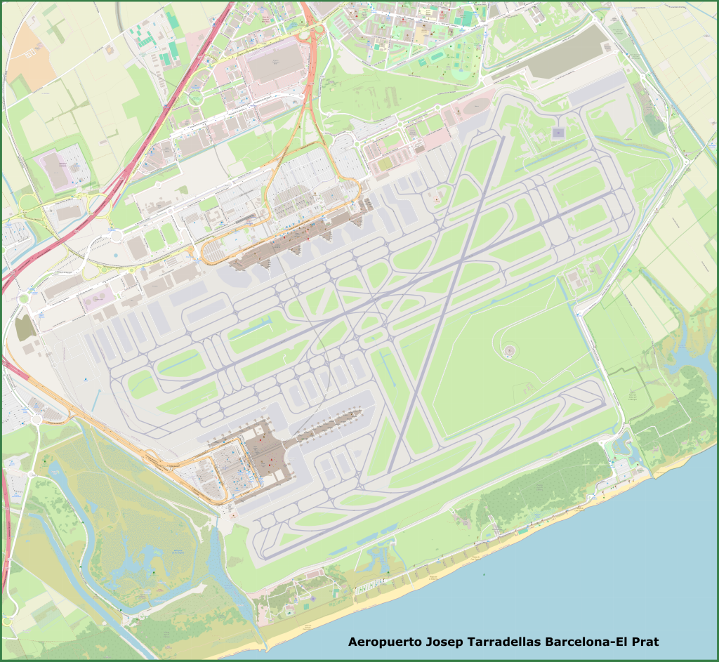 Plano del Aeropuerto Josep Tarradellas Barcelona-El Prat.