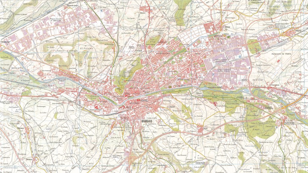 Mapa de accesos por carretera a la ciudad de Burgos.
