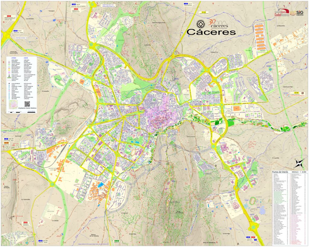 Mapa de la ciudad de Cáceres.