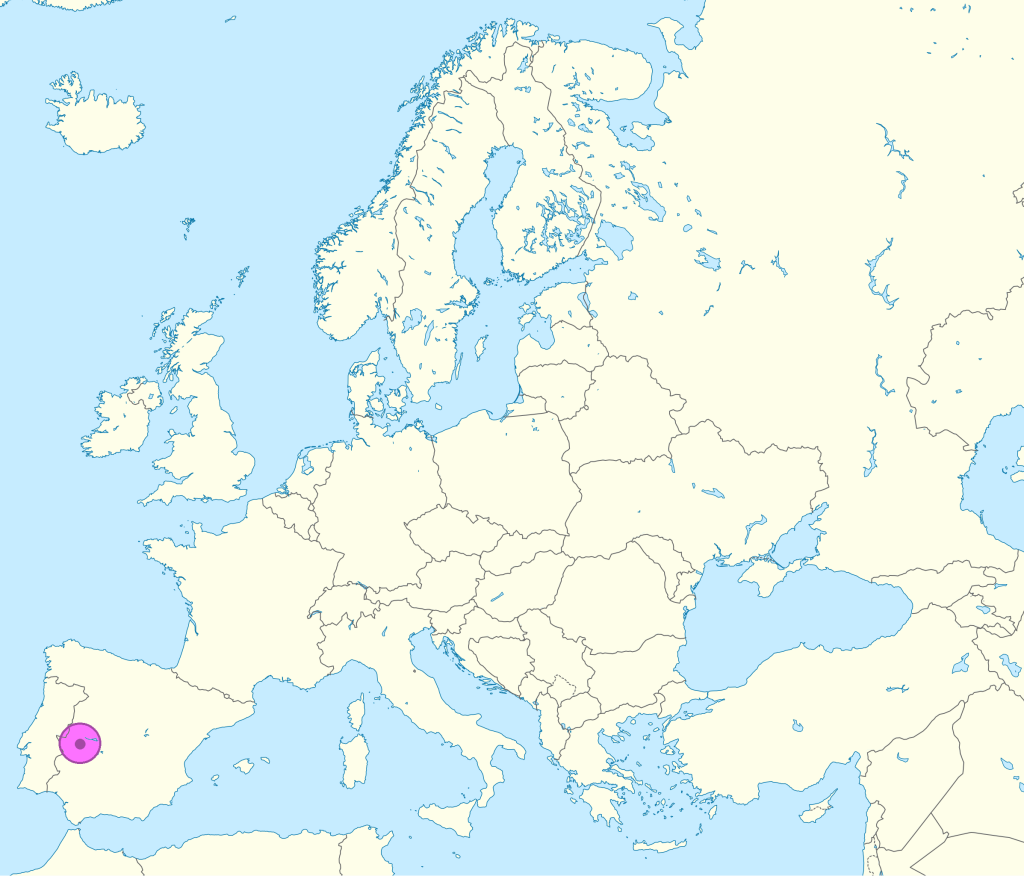 Mapa de ubicación de Cáceres.