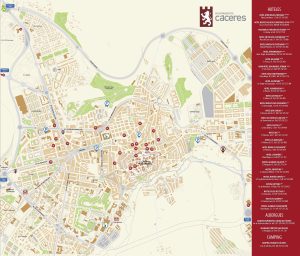 Plano turístico de la ciudad de Cáceres