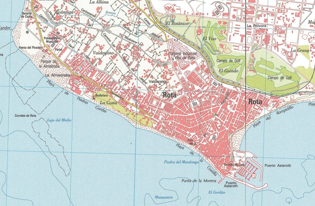 Mapa de Rota en la provincia de Cádiz.