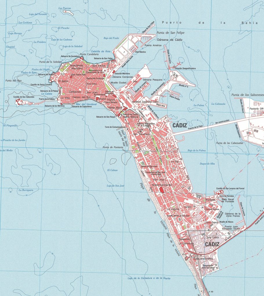 Mapa de la ciudad de Cádiz.
