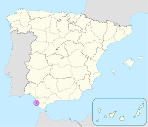 Mapa de ubicación de Cádiz en España.