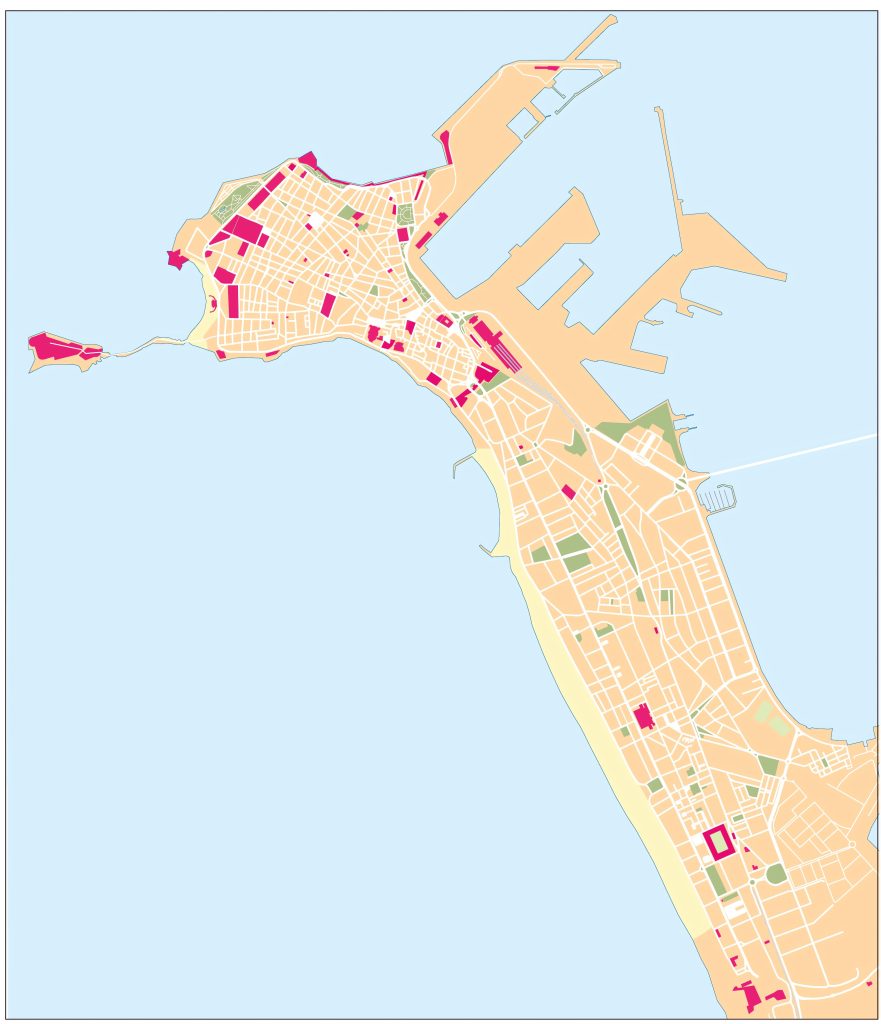 Mapa mudo de Cádiz.