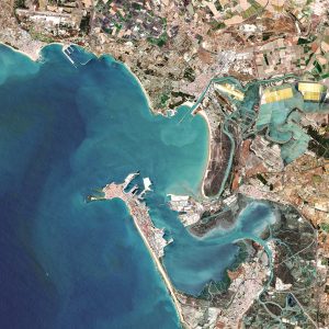 La bahía de Cádiz vista por el Sentinel-2 en 2019. La bahía de Cádiz vista por el Sentinel-2 en 2019.
