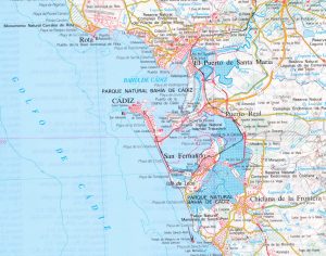 Mapa de la bahía de Cádiz