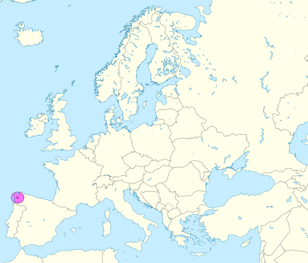 Mapa de ubicación de Santiago de Compostela.