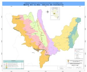 Mapa climático del departamento de Huánuco.