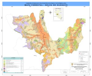 Mapa forestal del departamento de Huánuco.