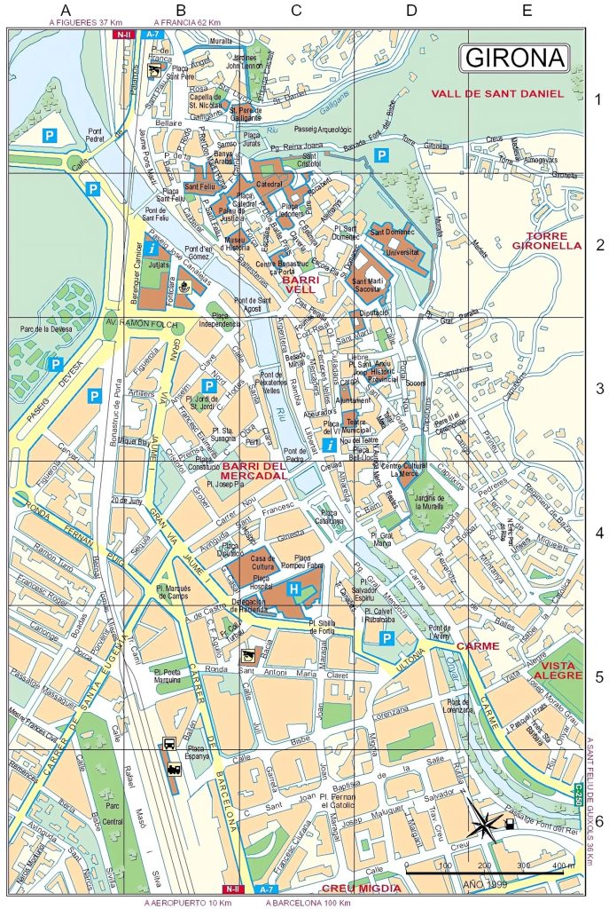 Plano del casco antiguo de Gerona.