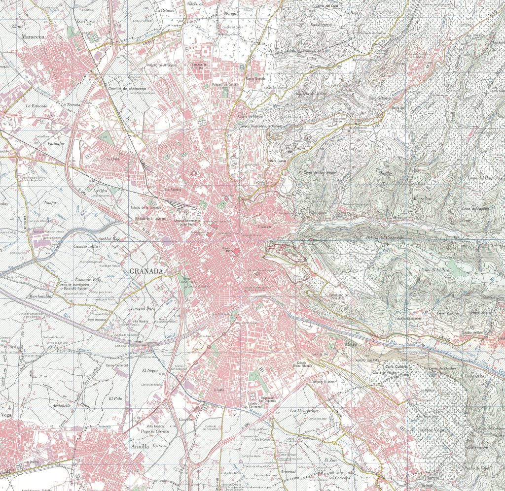 Mapa de la ciudad de Granada.