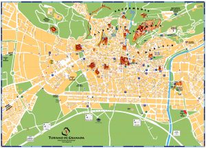 Plano turístico de la ciudad de Granada (España)