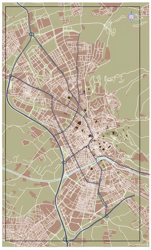 Mapa mudo de Granada (España).