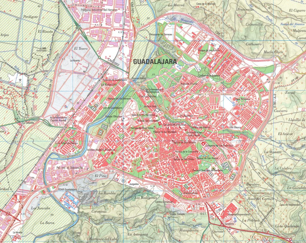 Mapa de la ciudad de Guadalajara (España).