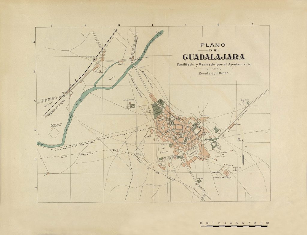 Plano de Guadalajara (España) 1910.