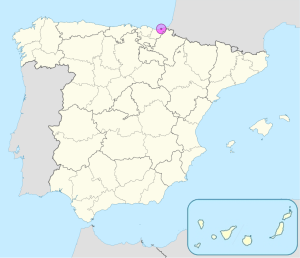 Mapa de ubicación de San Sebastián en España.