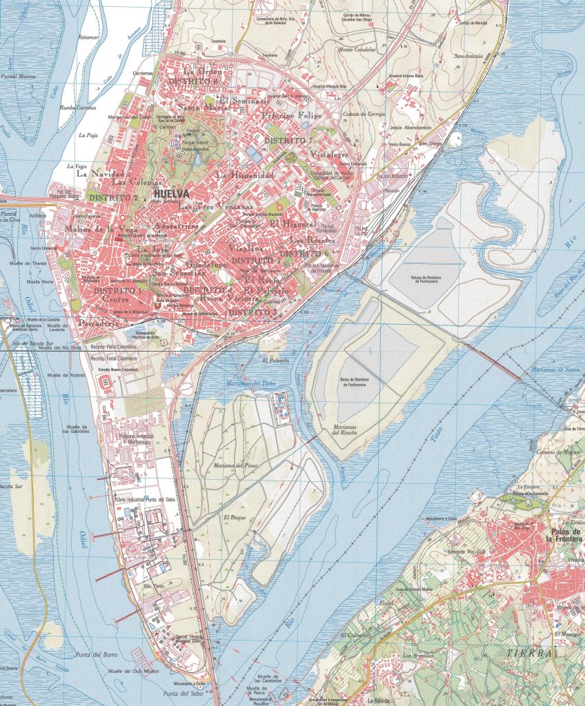 Mapa de la ciudad de Huelva.