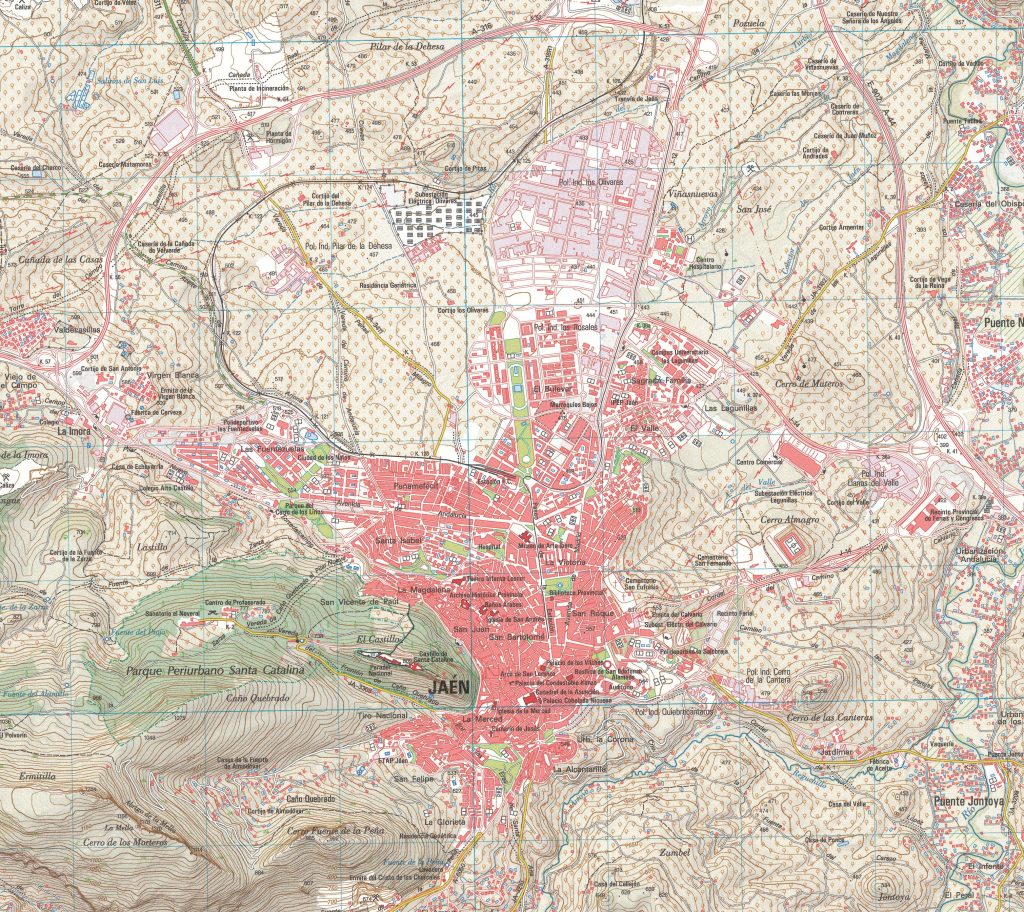 Mapa de la ciudad de Jaén (España).