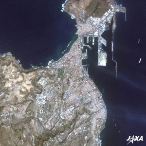 Las Palmas de Gran Canaria vista por el satélite Daichi.