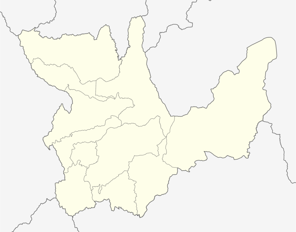 Mapa en blanco del departamento de Huánuco.