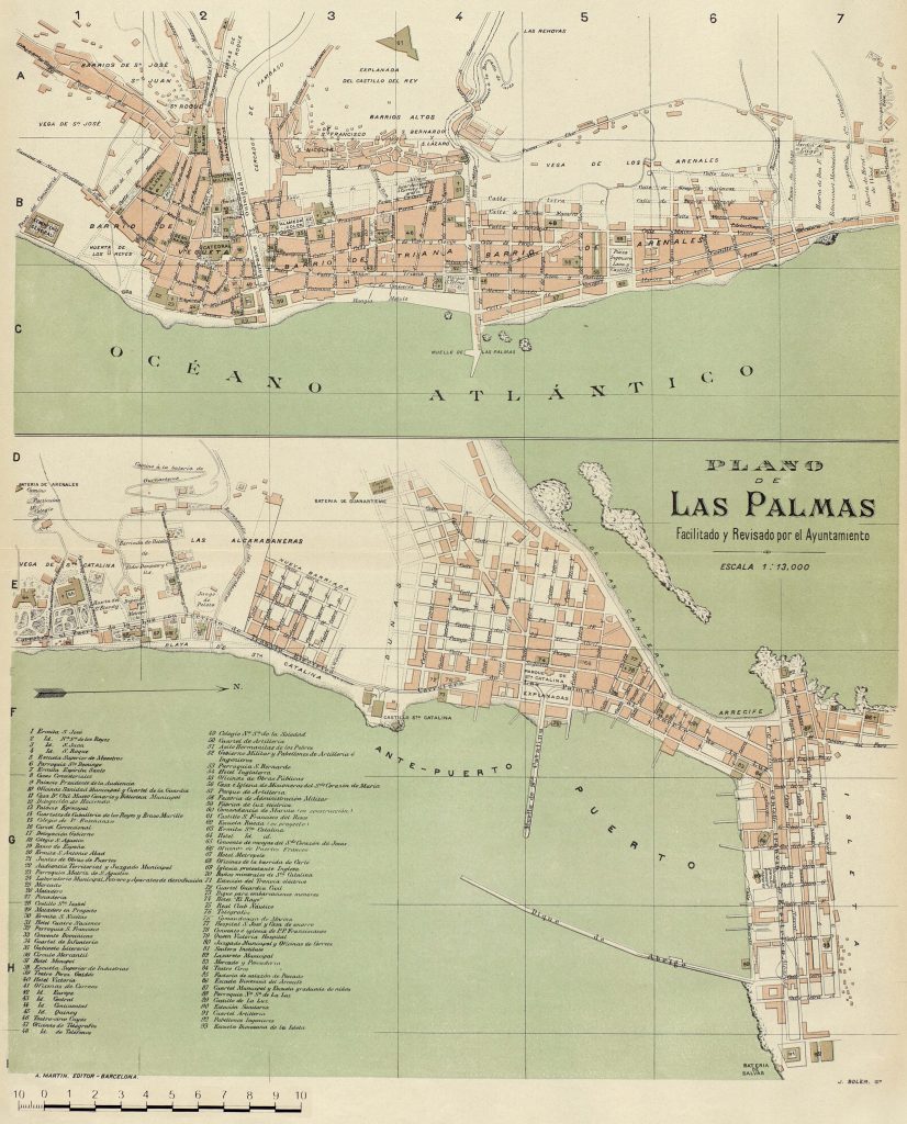 Plano de Las Palmas de Gran Canaria 1918.