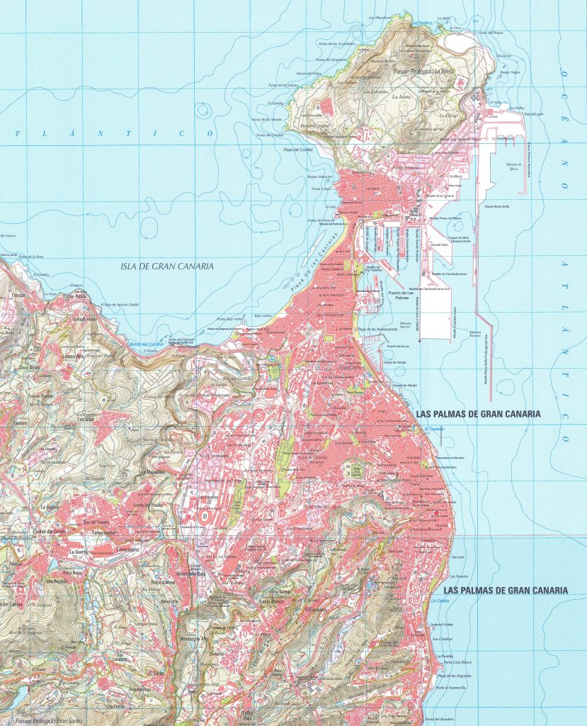 Mapa de accesos por carretera a Las Palmas de Gran Canaria.