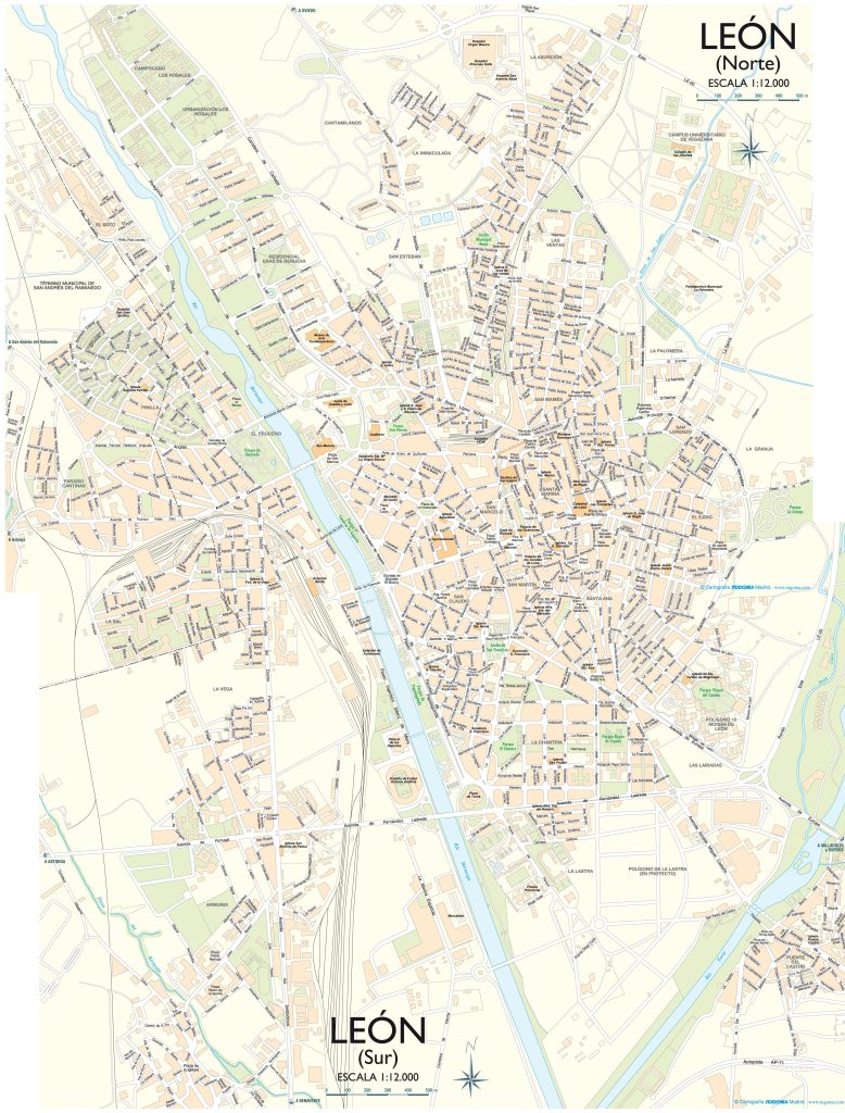 Mapa de la ciudad de León (España).