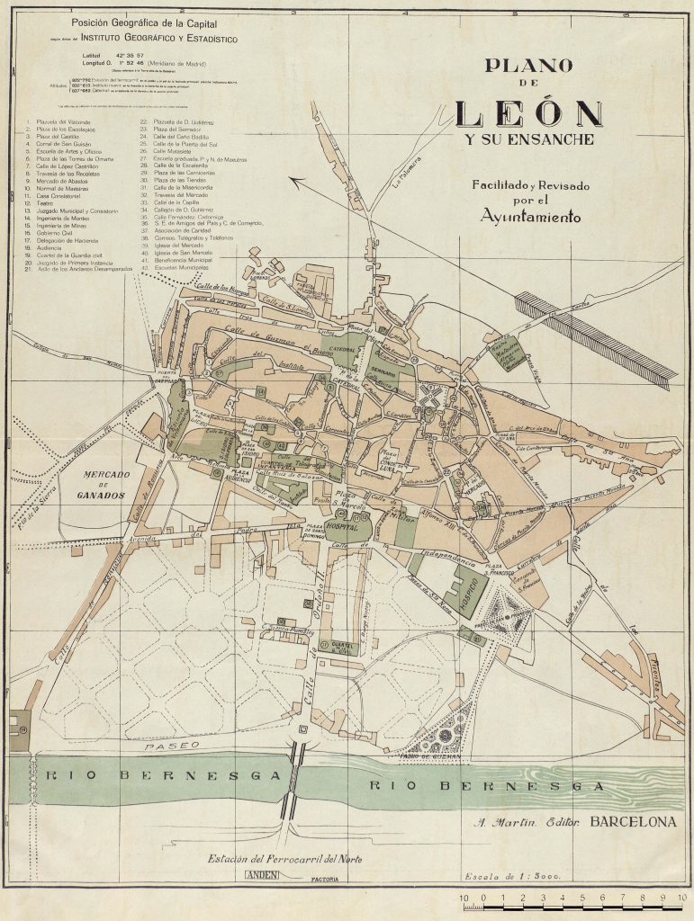 Plano de León y su ensanche 1918.