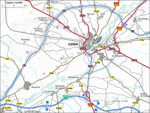 Mapa de accesos a Lérida.