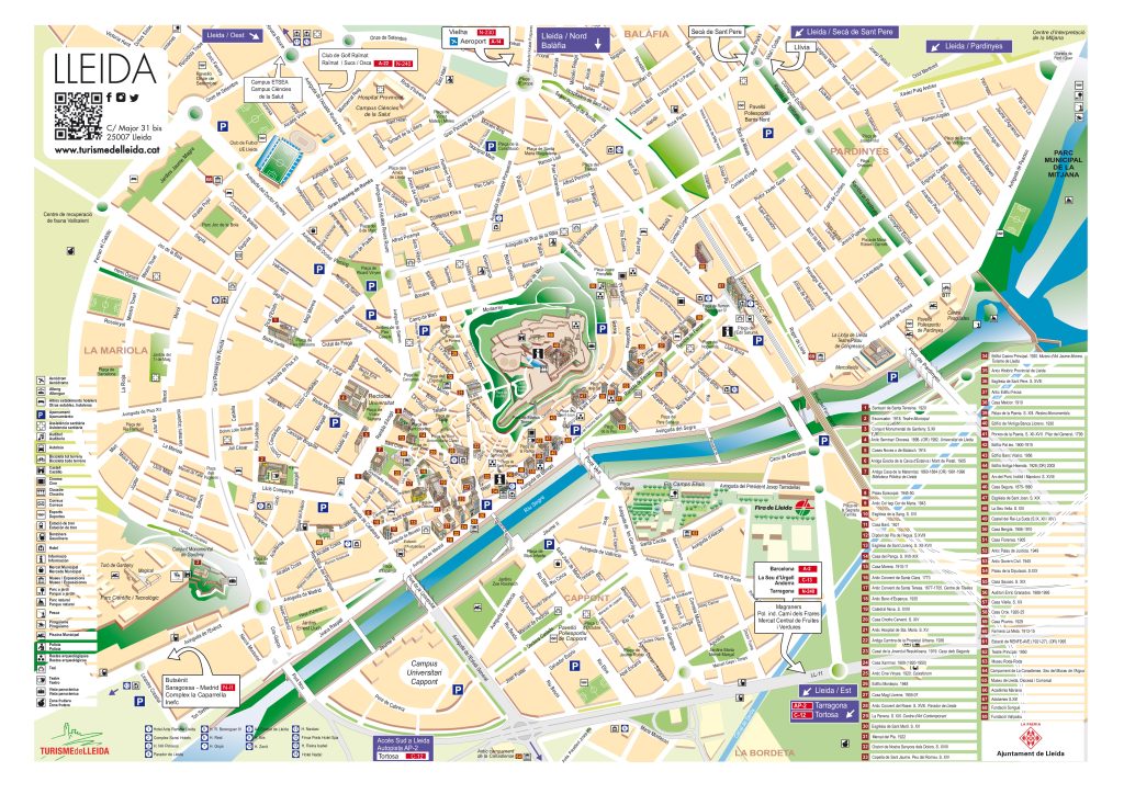 Plano turístico de la ciudad de Lérida.