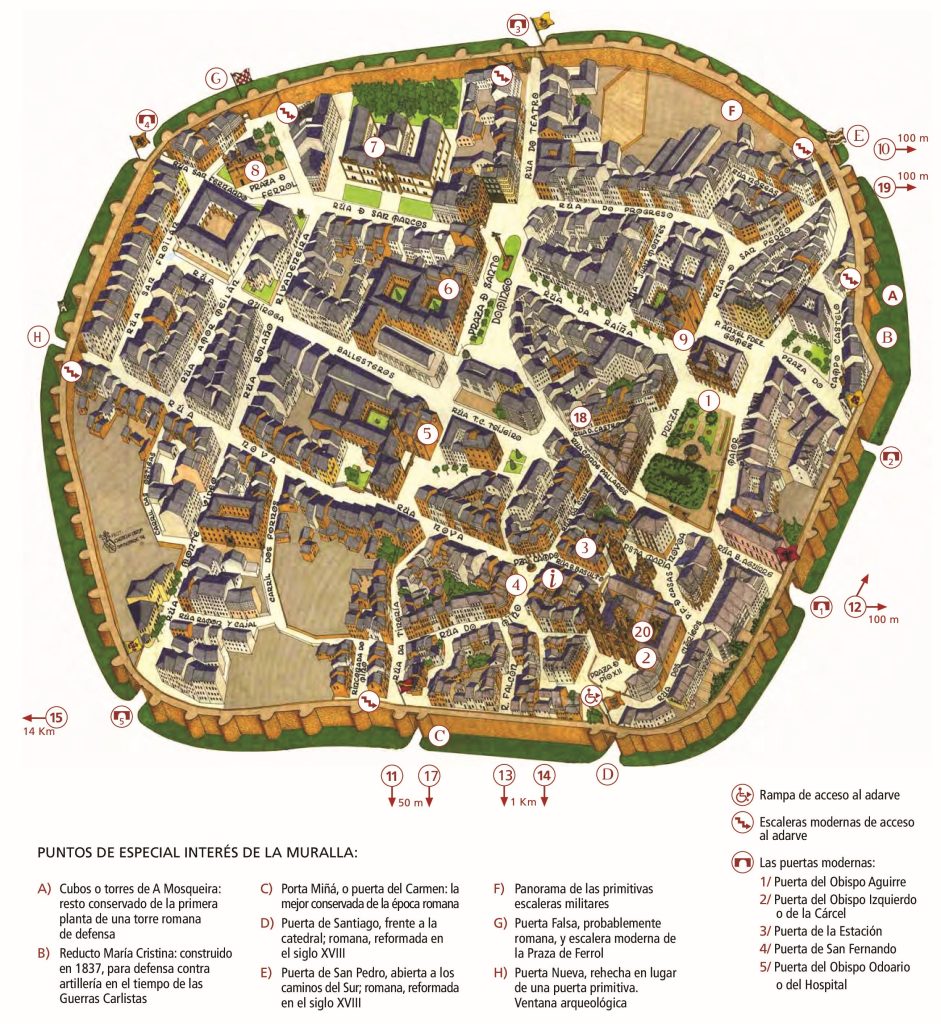 Plano de la muralla romana de Lugo.