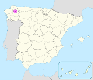 Mapa de ubicación de Lugo en España.
