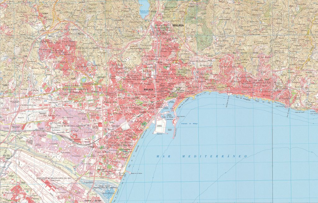 Mapa de la ciudad de Málaga.