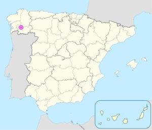 Mapa de ubicación de Orense en España. Mapa de ubicación de Orense en España.