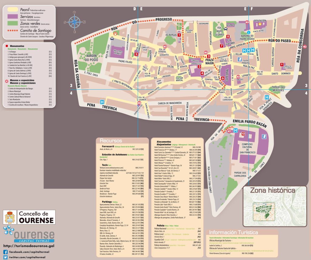 Plano del casco viejo de Orense.
