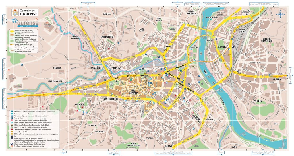 Plano del centro de la ciudad de Orense.