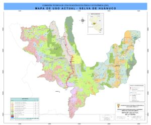 Mapa de uso actual de la tierra en el departamento de Huánuco.