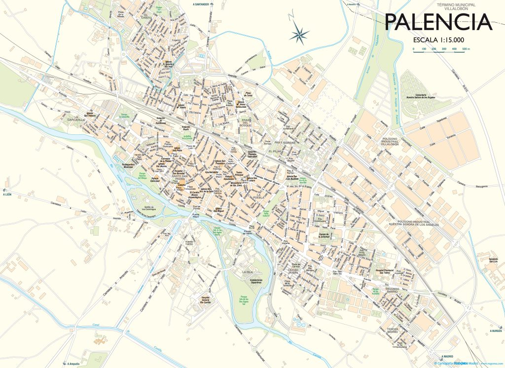 Mapa de la ciudad de Palencia.