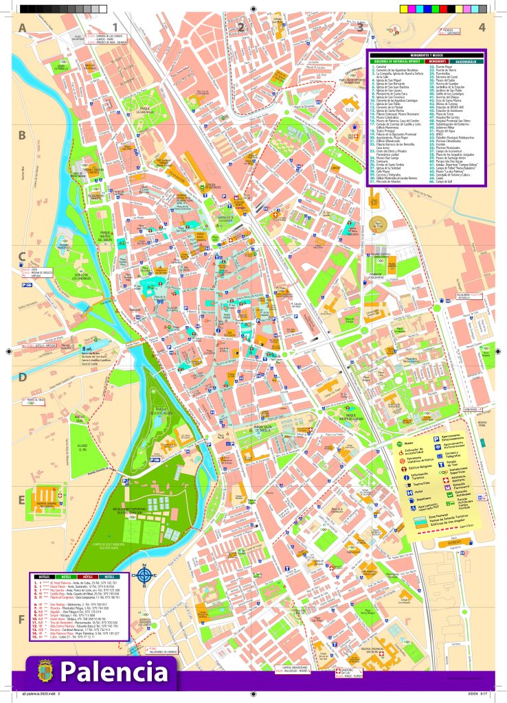 Plano turístico de la ciudad de Palencia.